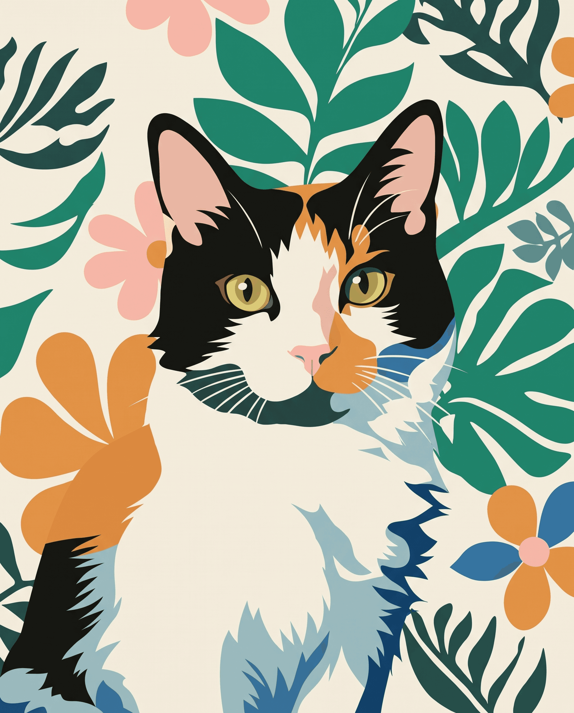 Tropical custom pet portrait example 4